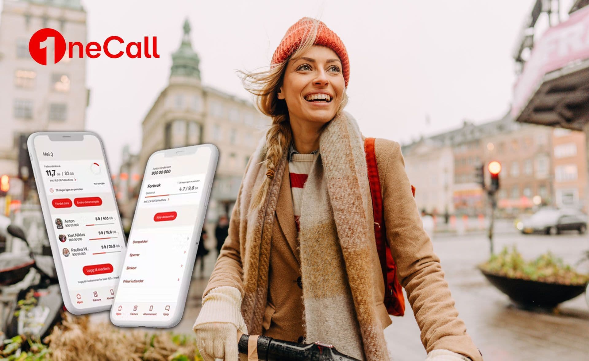 Ei dame som er veldig glad etter at hun fant billigste mobilabonnement for familien